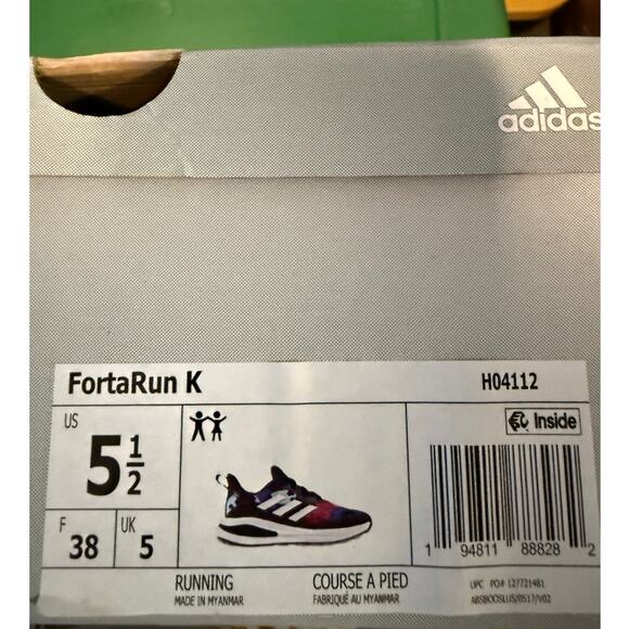 NEW Adidas FortaRun Shoes Size 5.5Y / 7 Women’s H04112 Black Pink - Picture 8 of 8